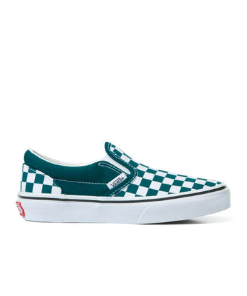 Vans Checkerboard Slip On Color Theory Kids Shoe - Deep Teal